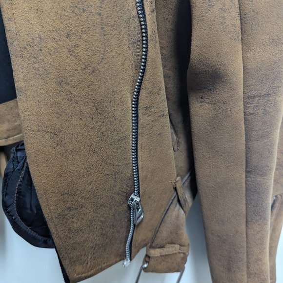 💖HP💖 Coffee Shop New Your Brown Sued Leather Jacket - Picture 5 of 8